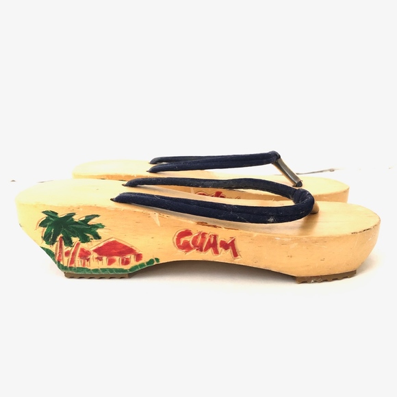 Shoes Vintage Wooden Japanese Clog Sandal Carved Guam Poshmark